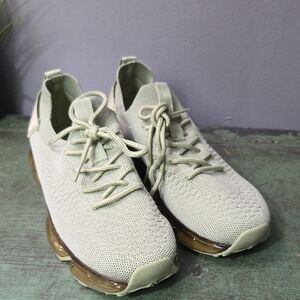 La Sheela Green Knit Tennis Shoes